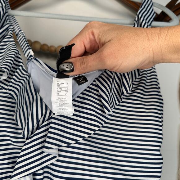 NIP Tuck Navy White Ruffle One Piece Swimsuit - Picture 4 of 5